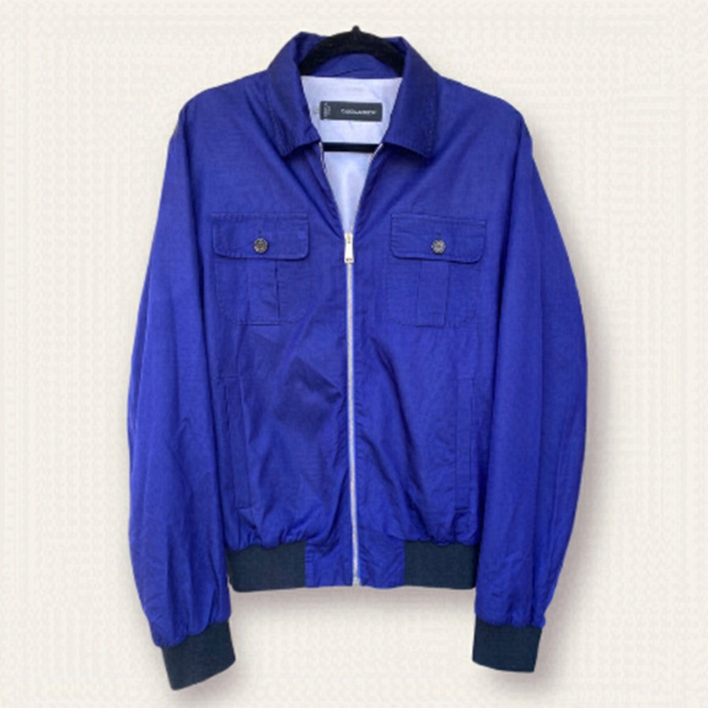 Dsquared2 Blue Italian Made Bomber Jacket Size Size L - Picture 1 of 10